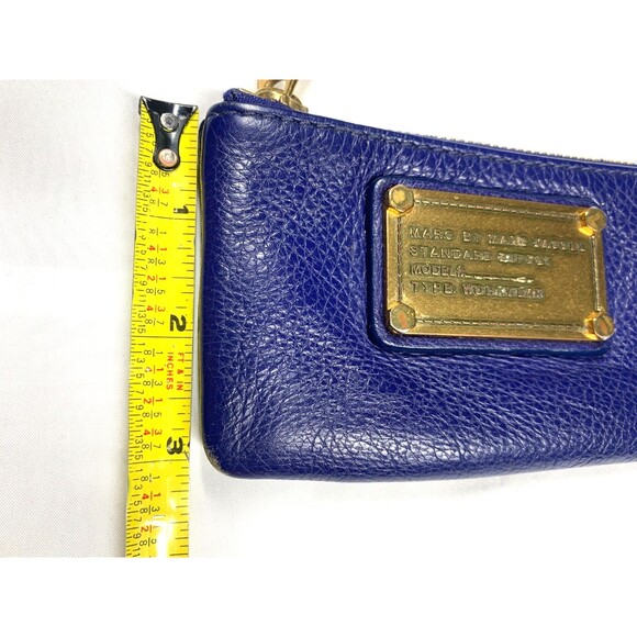 Marc by Marc Jacobs Coin Purse Card Case Cobalt Blue and Gold Cow Leather - Picture 4 of 9